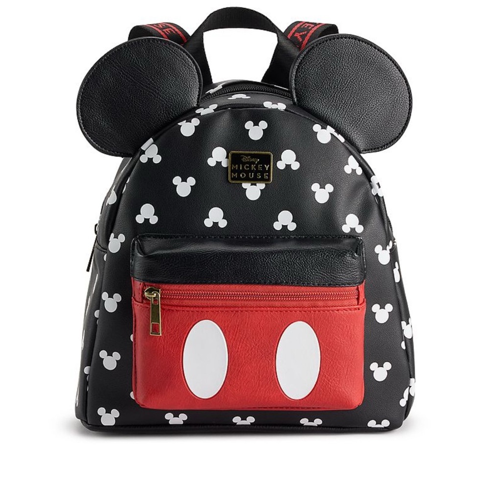 Disney Mickey Mouse Kids Backpack - Black and Red with White Accents